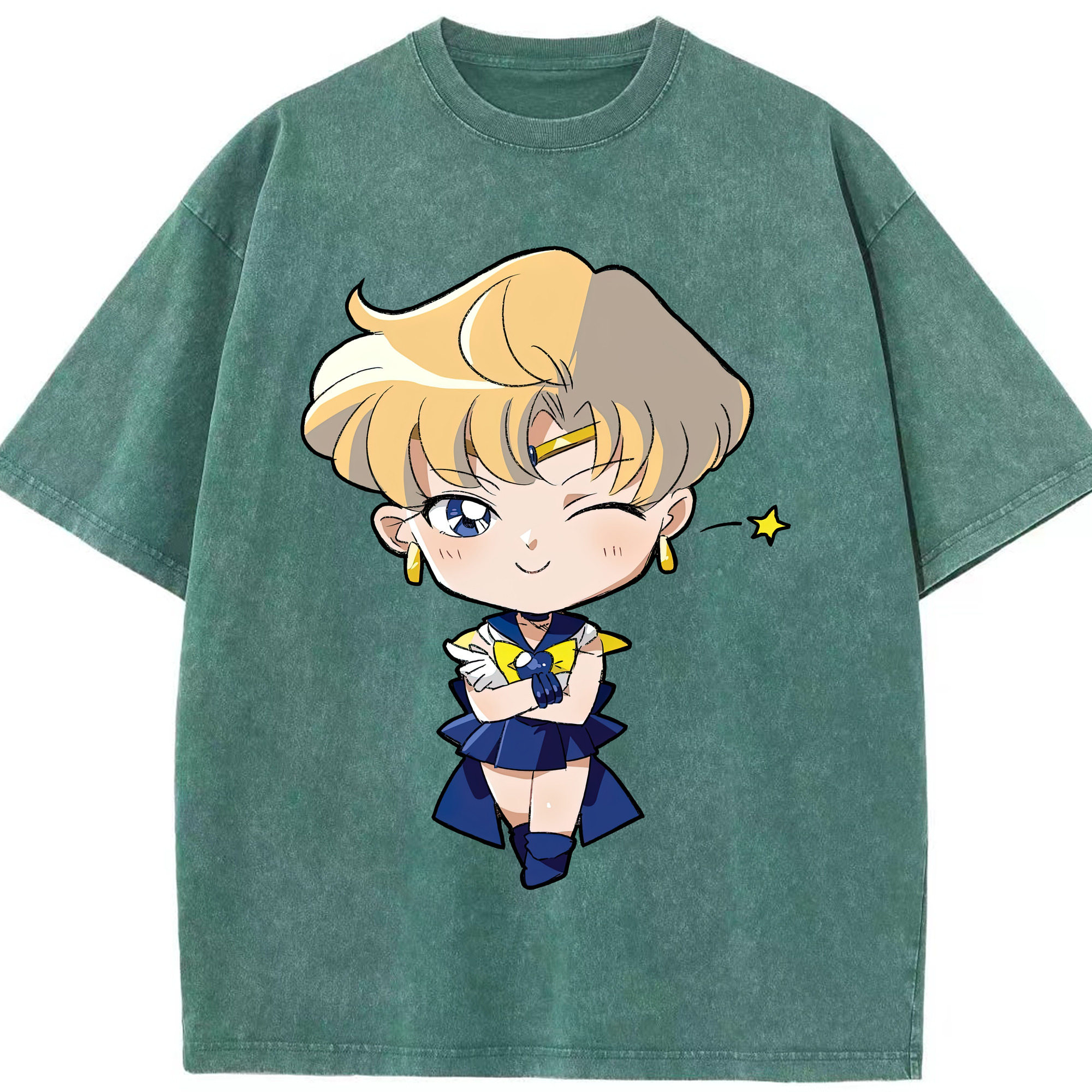 （画像用） 美少女戦士セーラームーン 天王はるか Sailor Moon Tenoh Haruka 綿100% ヴィンテージ風 半袖Tシャツ（フロントプリント）